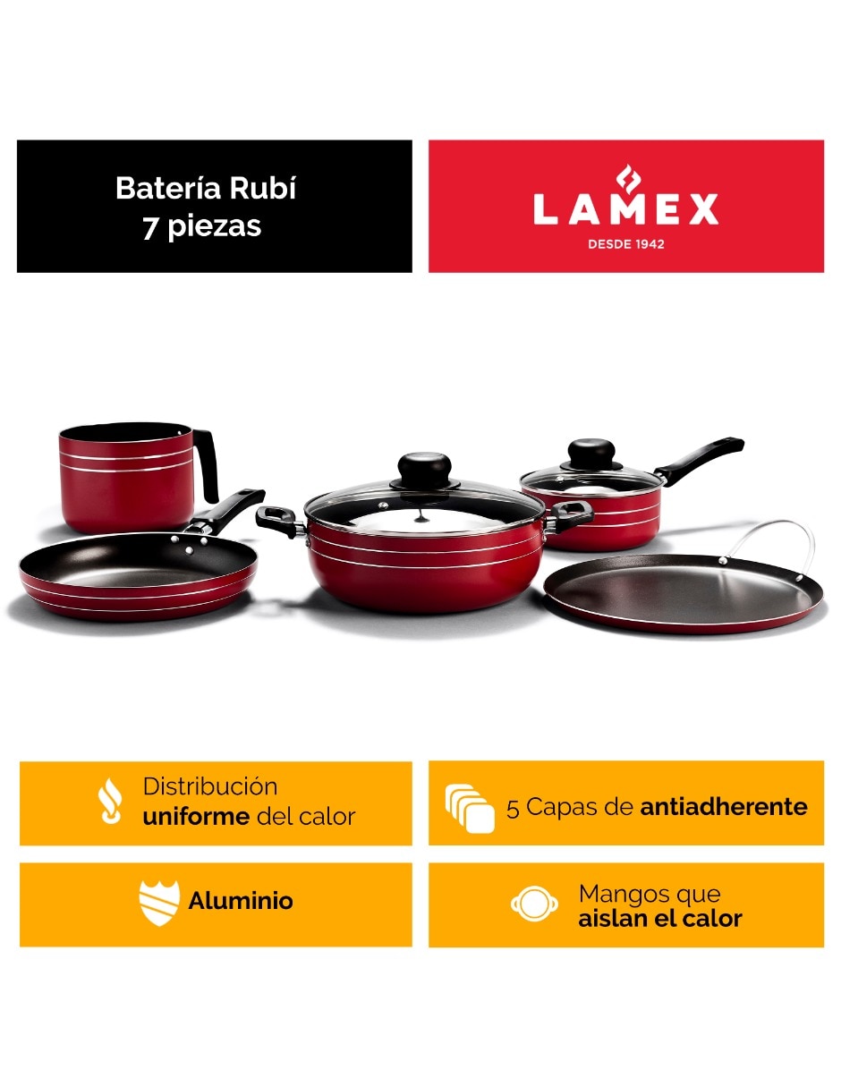 Batería de cocina BRUB7PR2MM de aluminio antiadherente convencional 7 piezas 2