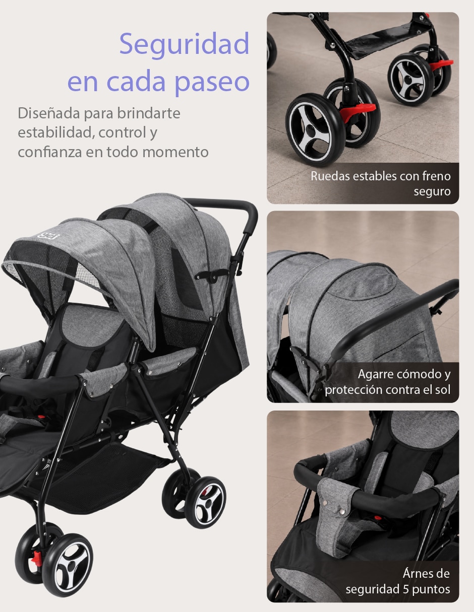 Carriola doble carriolas dobles para bebé yei plegable 4