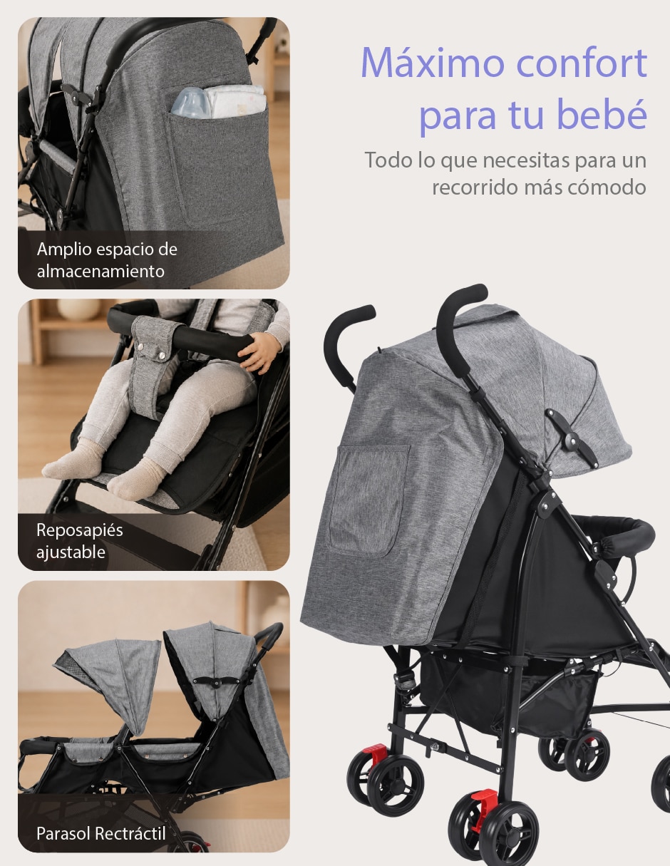 Carriola doble carriolas dobles para bebé yei plegable 6