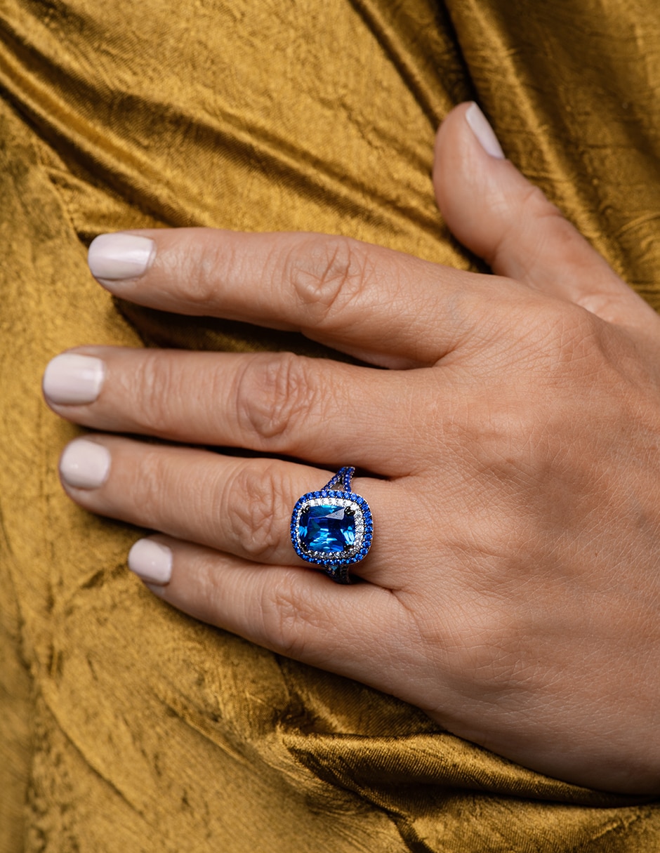 Anillo gladkova joyería p 925 de plata zafiro pavé