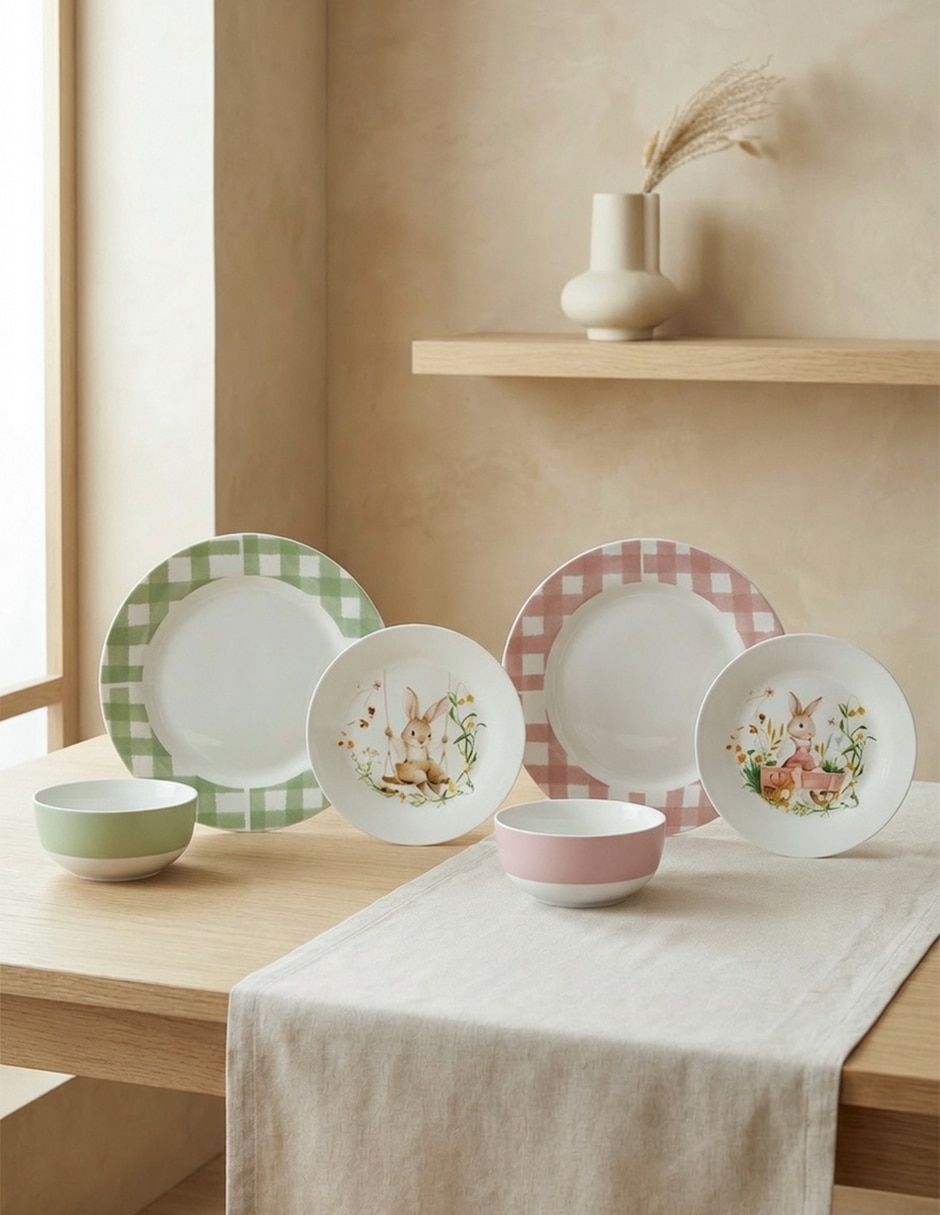 Vajilla cerrada Molly de porcelana para 4 personas