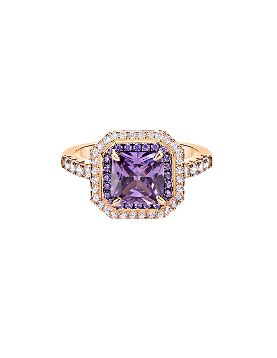 Anillo gladkova joyería p 925 de plata amatista chapa de oro