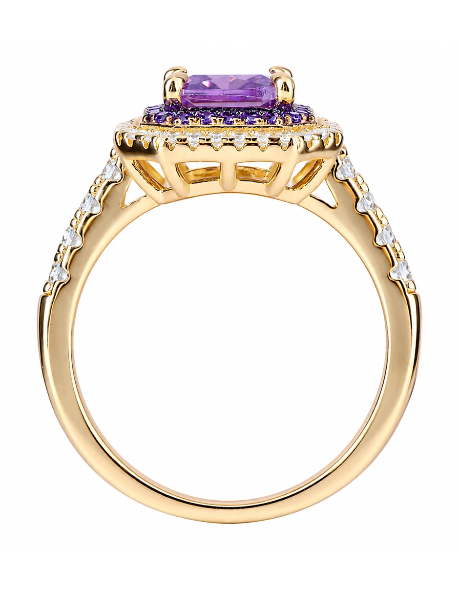Anillo gladkova joyería p 925 de plata amatista chapa de oro