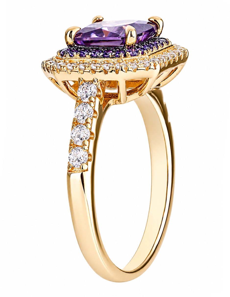 Anillo gladkova joyería p 925 de plata amatista chapa de oro