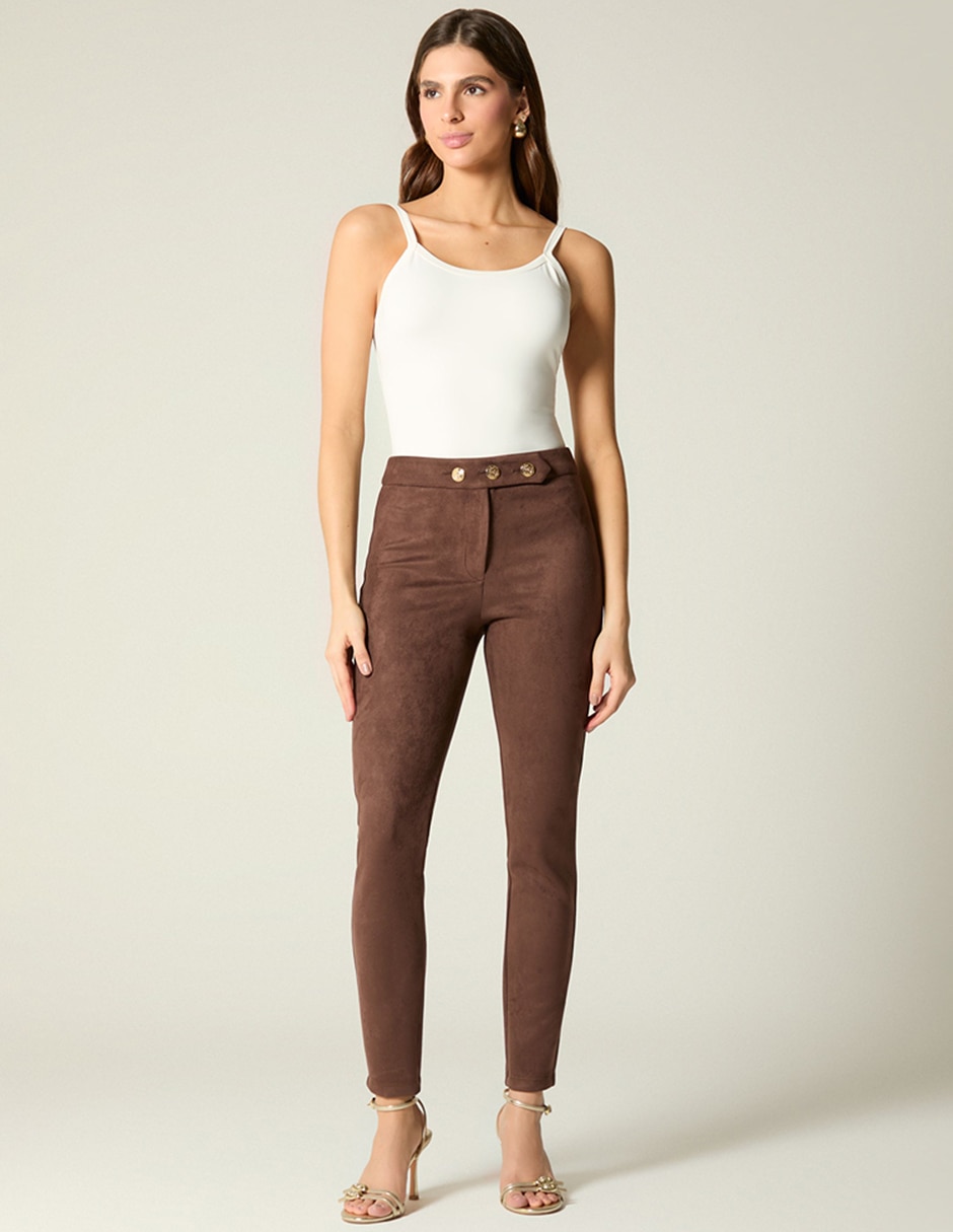 Legging a la cintura alta con botones para mujer 4