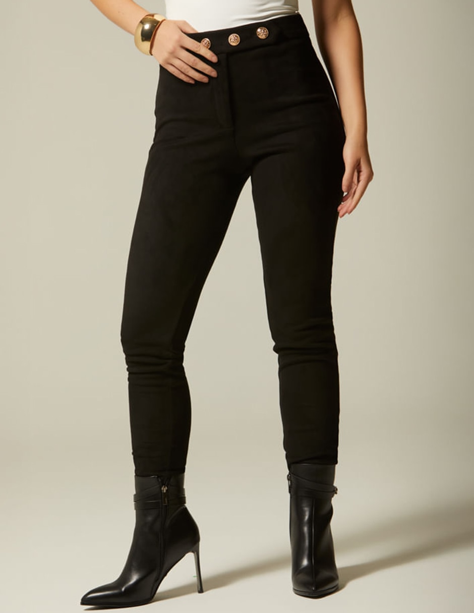 Legging a la cintura alta con botones para mujer 1