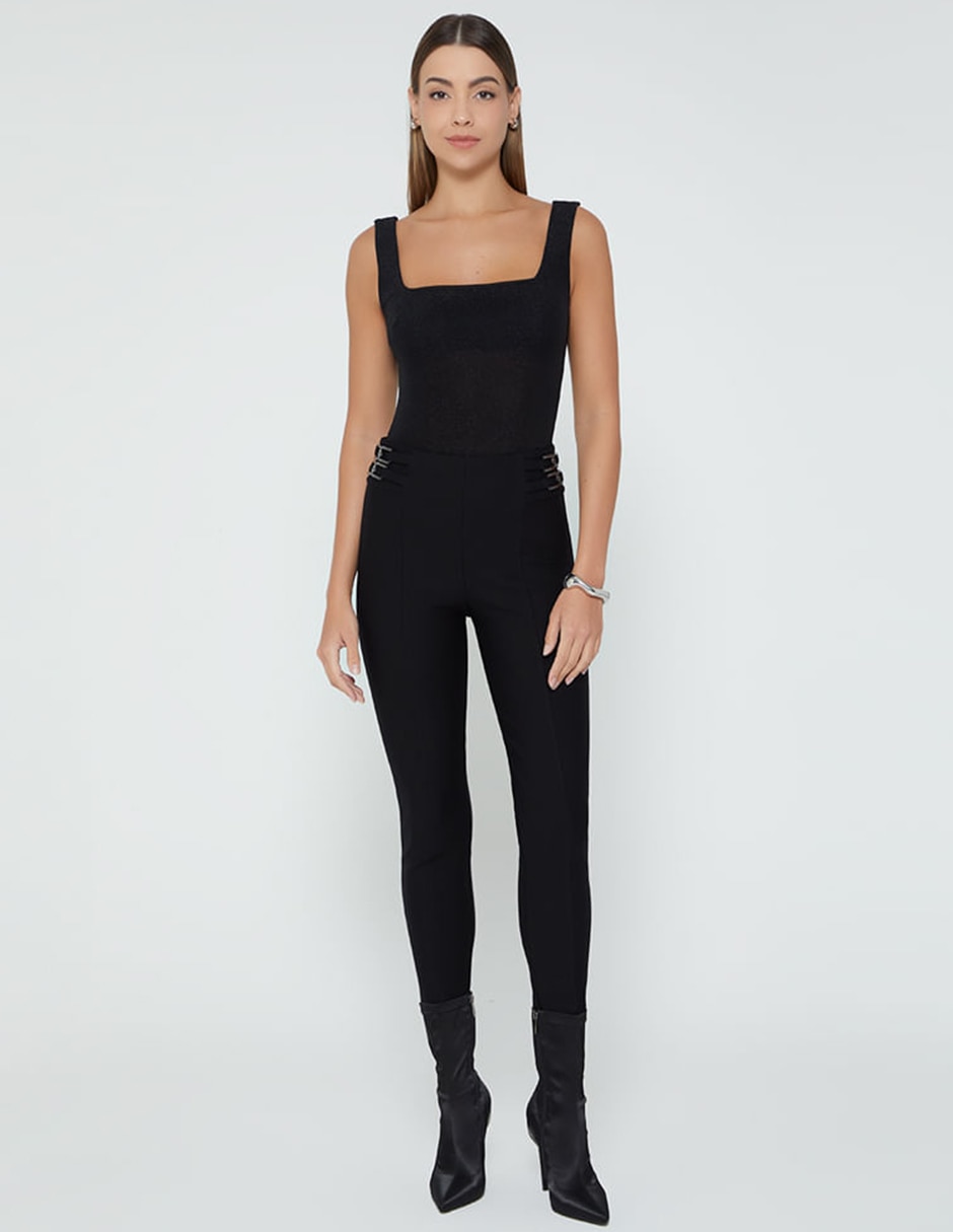 Legging studio f a la cintura alta con elástico para mujer