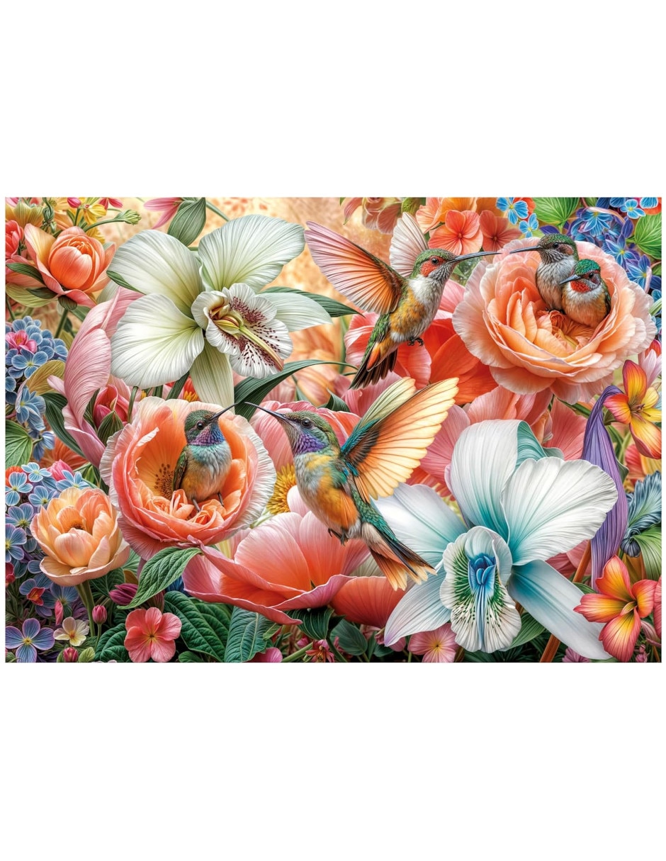 Rompecabezas Flores Jardin De Colibries Educa 500 piezas