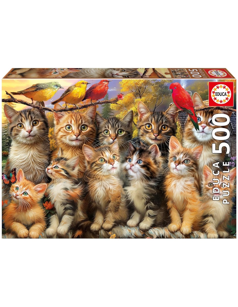 Rompecabezas Gatos y más gatos Gatitos Y Pajaros Educa 500 piezas