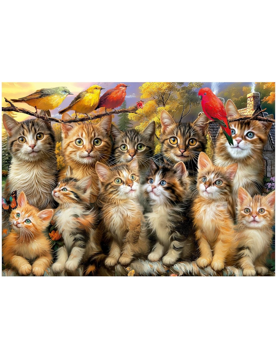 Rompecabezas Gatos y más gatos Gatitos Y Pajaros Educa 500 piezas