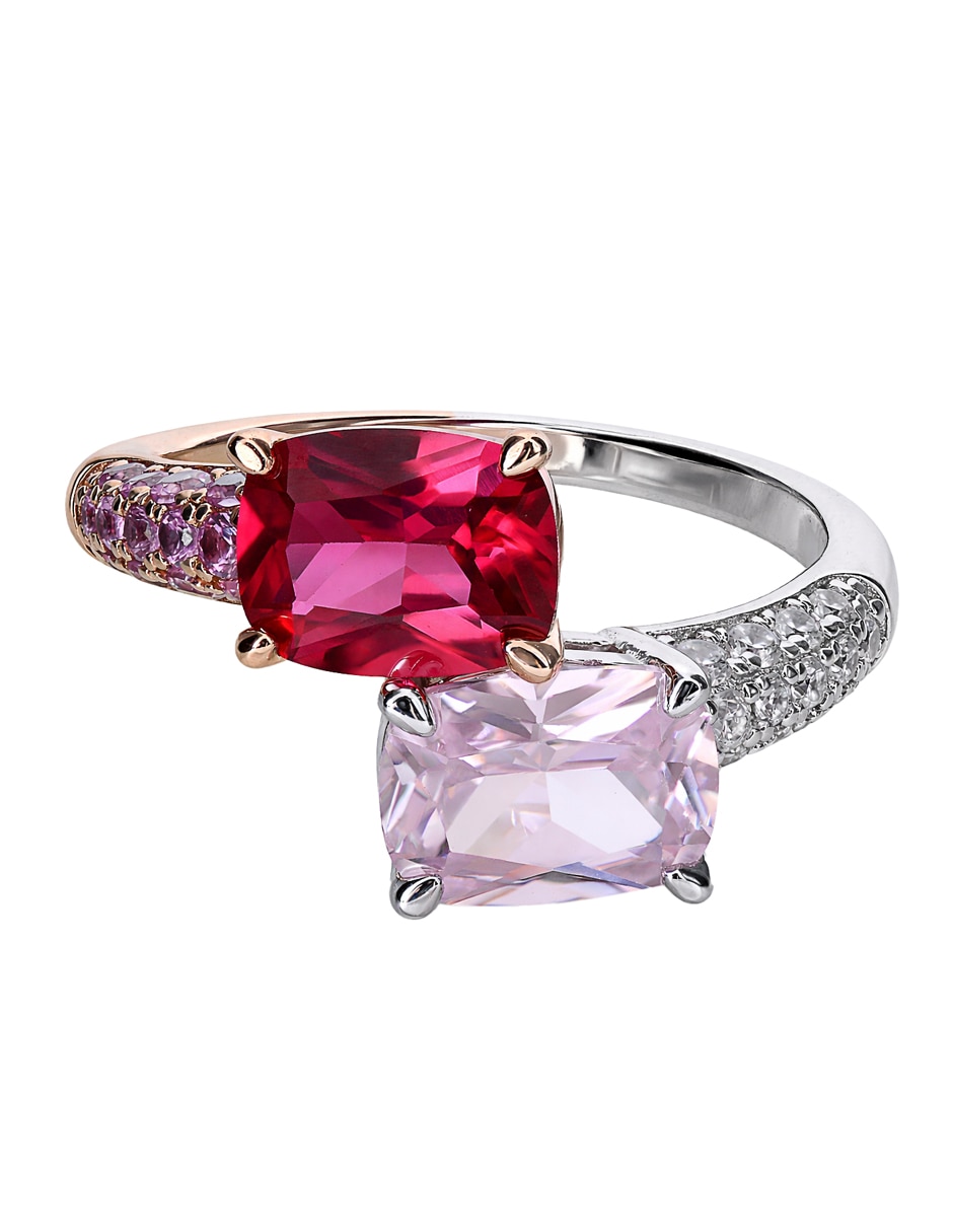 Anillo p 925 de plata rubí chapa de oro