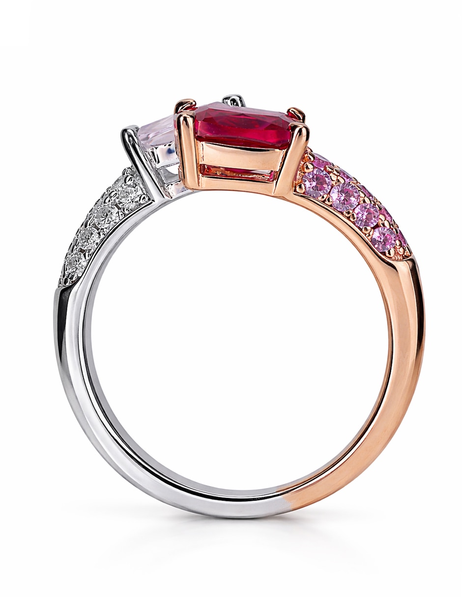 Anillo gladkova joyería p 925 de plata rubí chapa de oro