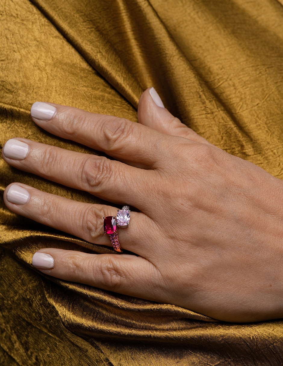 Anillo gladkova joyería p 925 de plata rubí chapa de oro