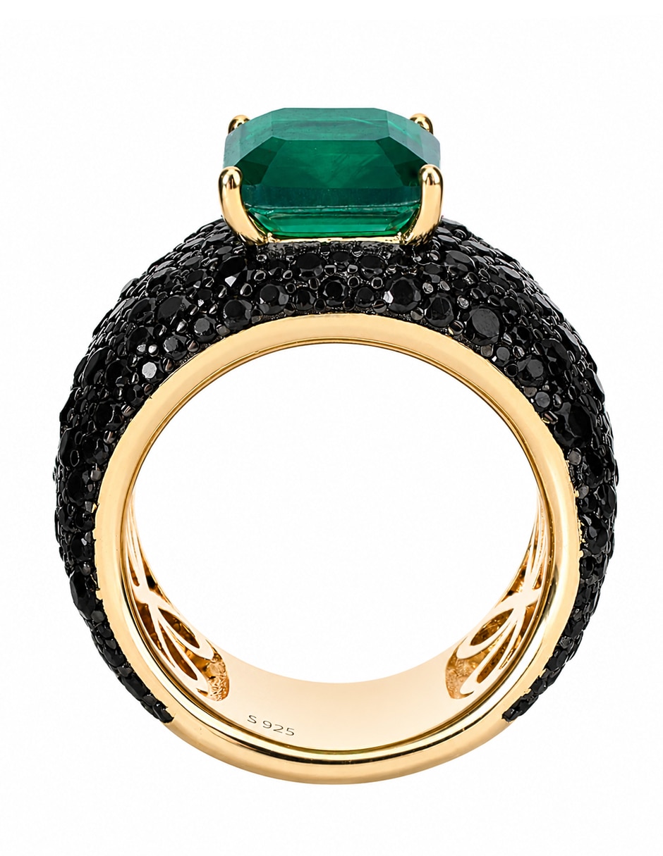 Anillo gladkova joyería p 925 de plata esmeralda chapa de oro