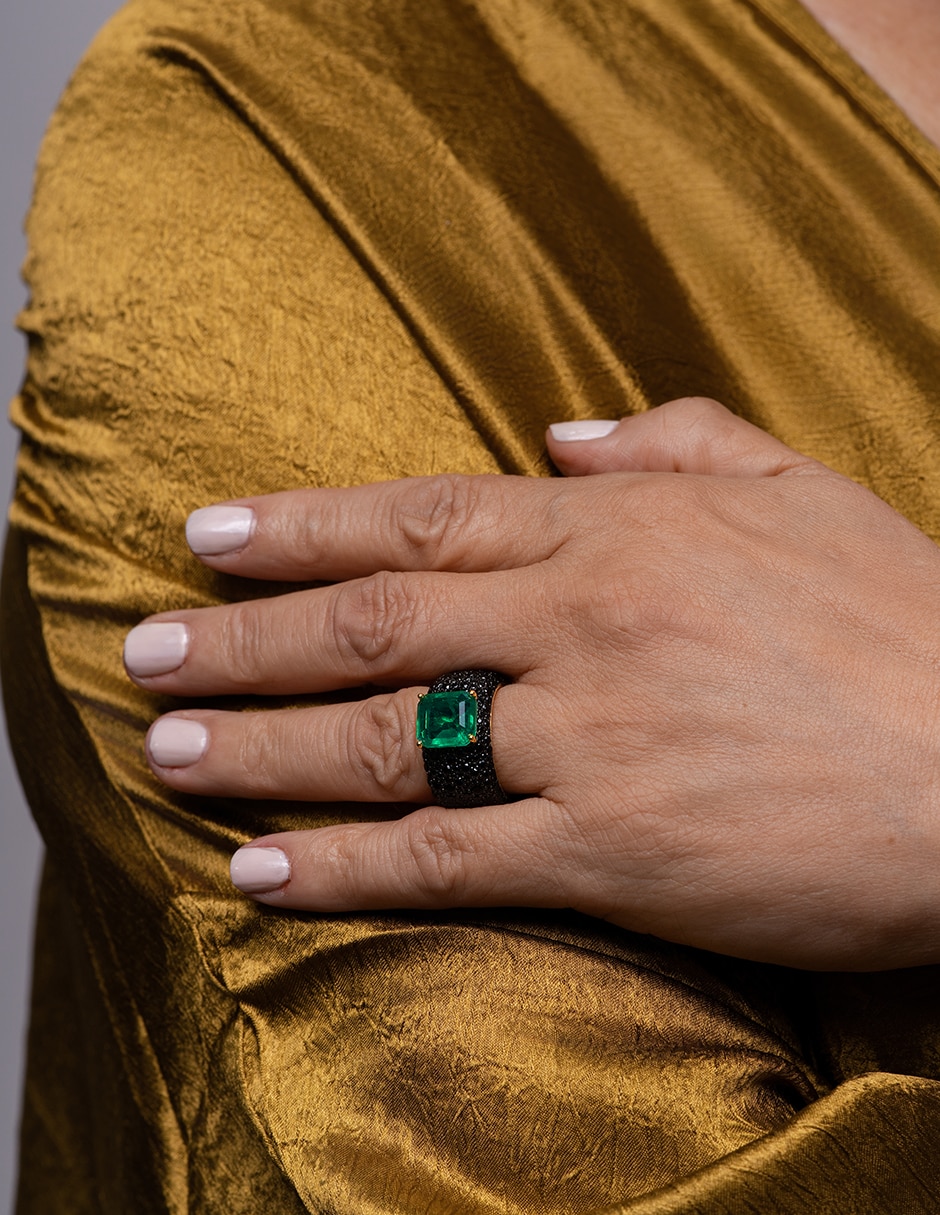Anillo gladkova joyería p 925 de plata esmeralda chapa de oro