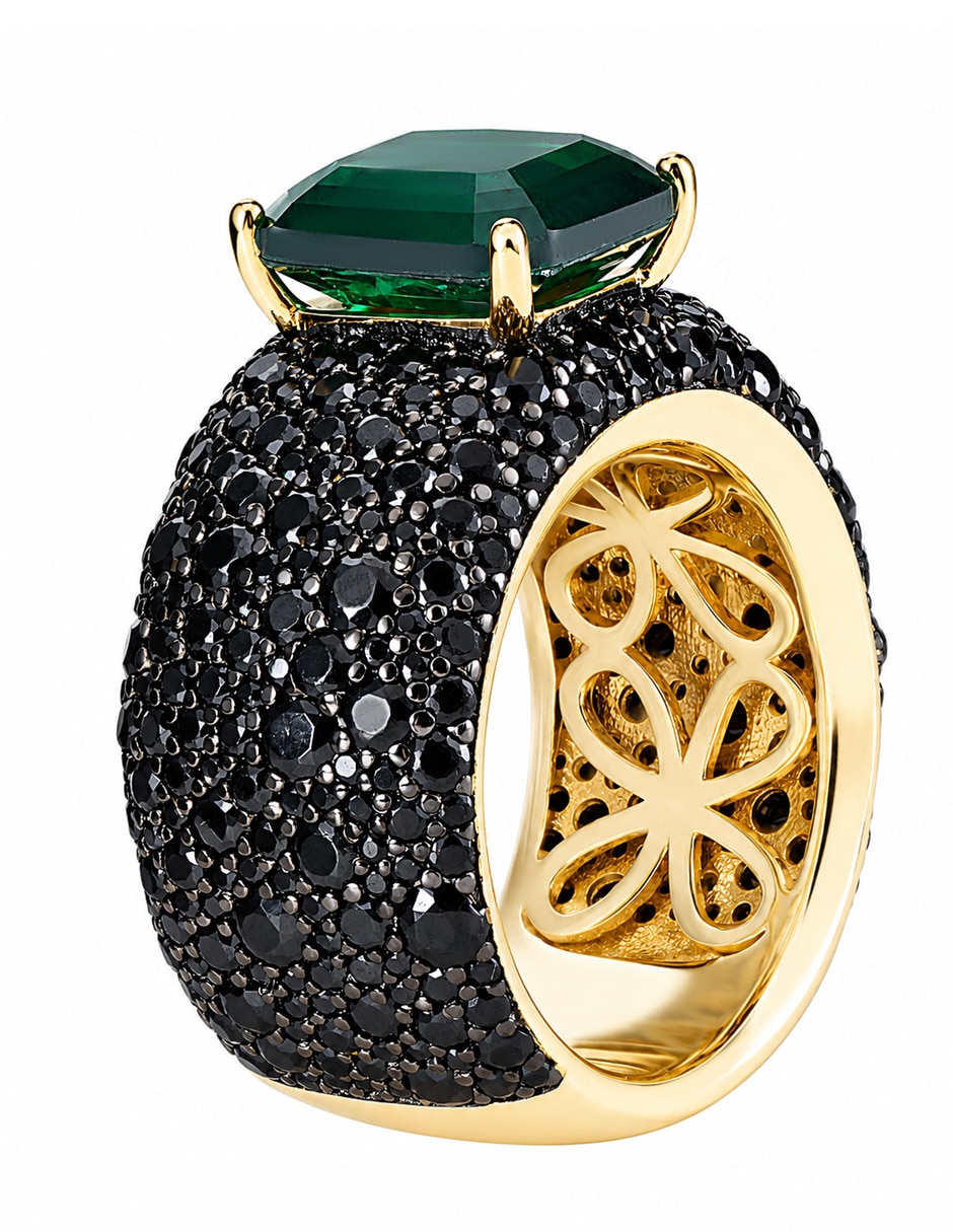 Anillo gladkova joyería p 925 de plata esmeralda chapa de oro