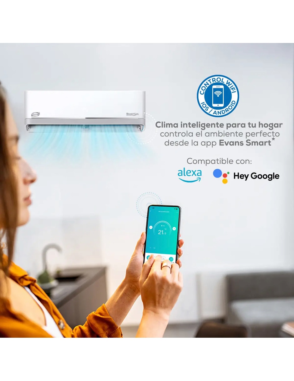 Aire acondicionado mini split inverter Evans frío y calor AC-MSI-1t11518D