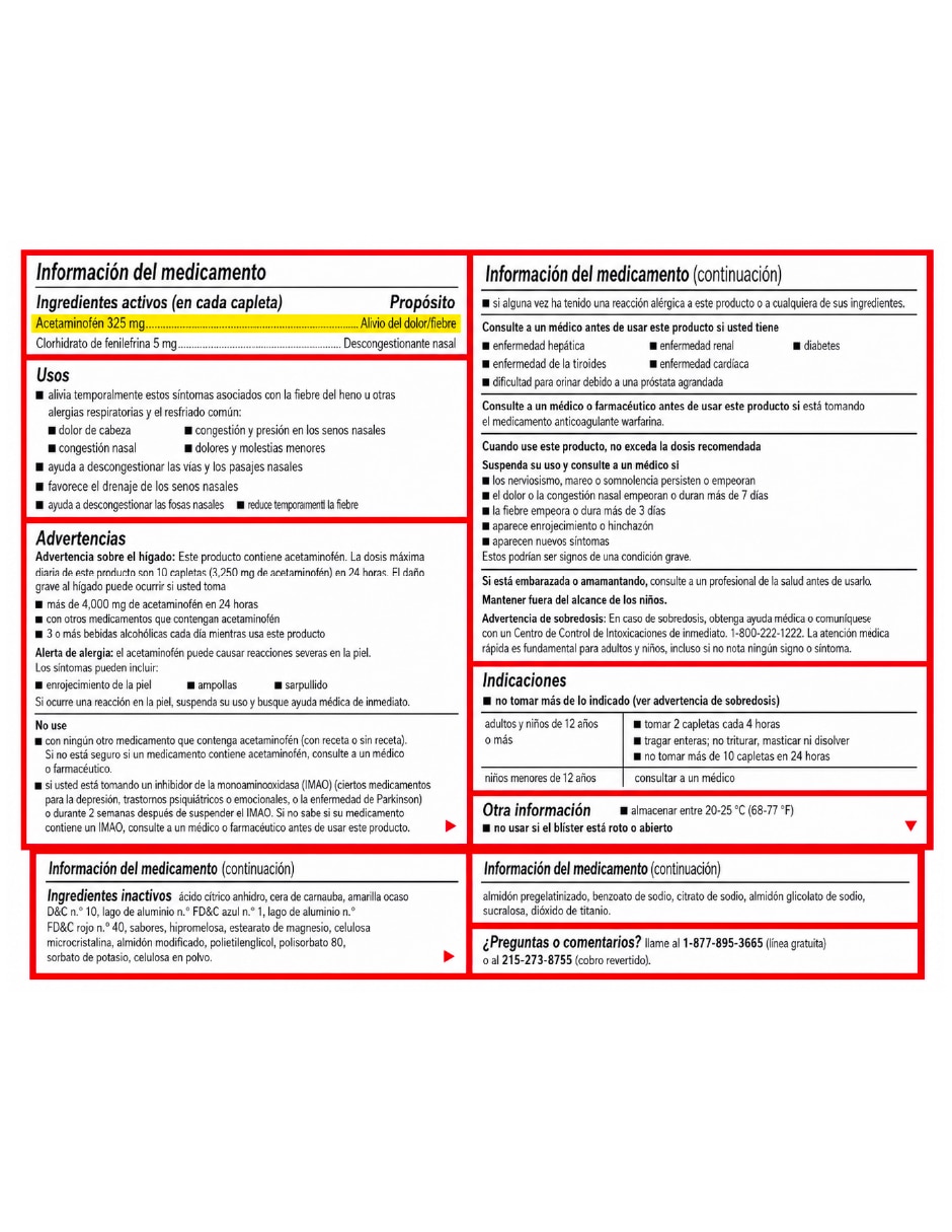 Tabletas para desinflamar y aliviar dolor intenso Tylenol sinusitis + dolor de cabeza 24 tabletas