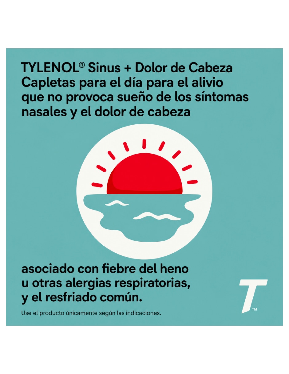 Tabletas para desinflamar y aliviar dolor intenso Tylenol sinusitis + dolor de cabeza 24 tabletas