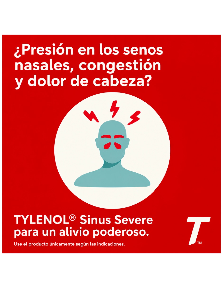 Tabletas para desinflamar y aliviar dolor intenso Tylenol sinusitis + dolor de cabeza 24 tabletas