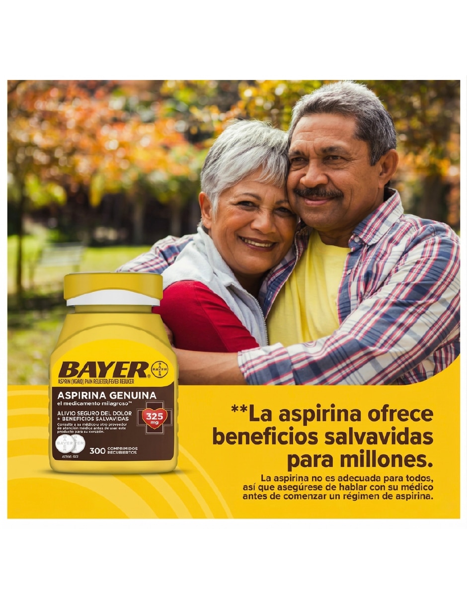 Tabletas para desinflamar y aliviar dolor intenso Bayer aspirina 325 mg 200 tabletas alivio confiable y efectivo