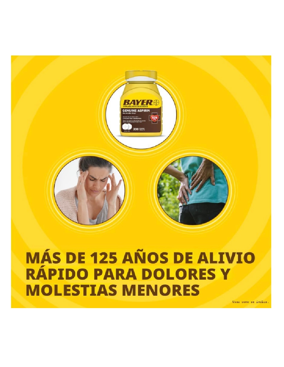 Tabletas para desinflamar y aliviar dolor intenso Bayer aspirina 325 mg 200 tabletas alivio confiable y efectivo