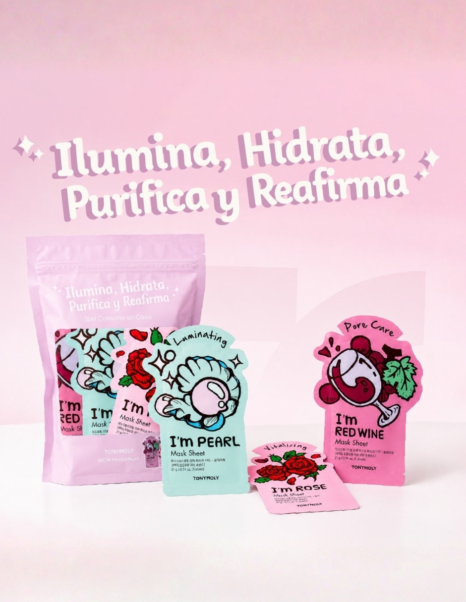 Mascarilla facial spa coreano en casa- set de 3 mascarillas para hidratar Tonymoly 2