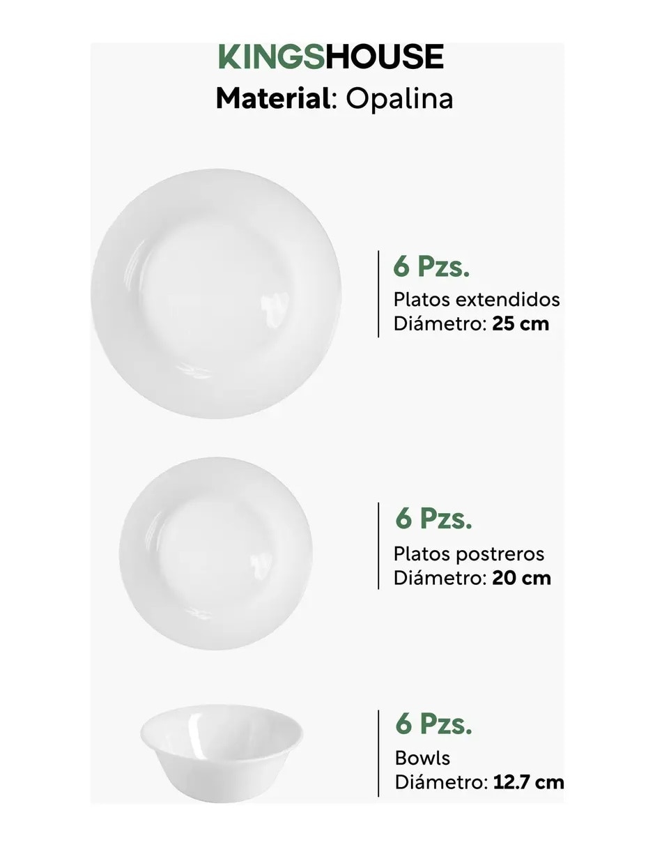 Vajilla de cristal para 6 personas