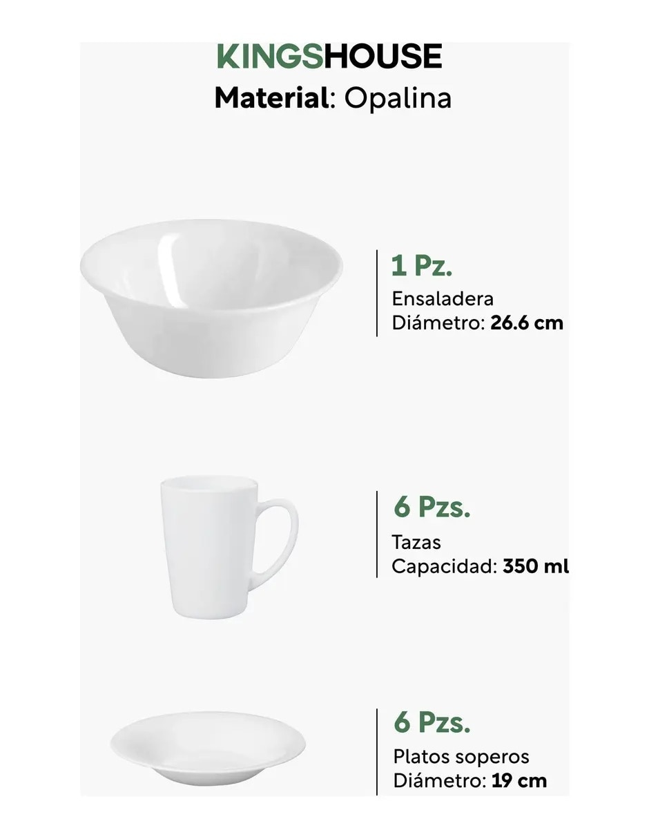 Vajilla de cristal para 6 personas