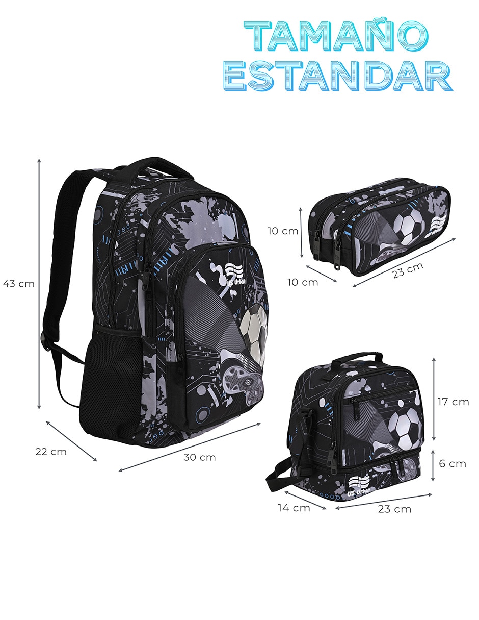 Set mochila escolar Fútbol Us Urban para niño