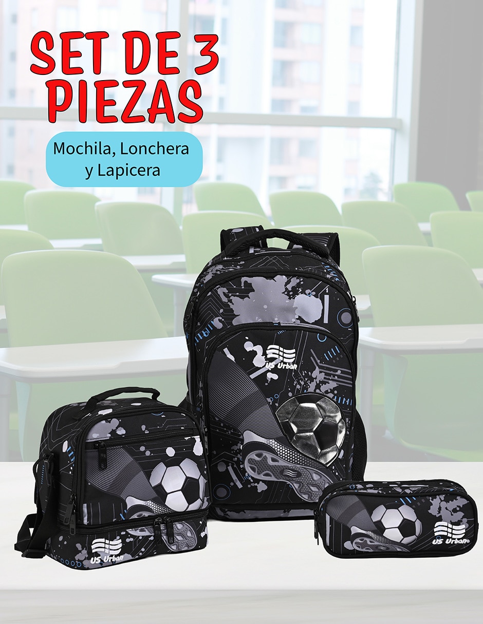 Set mochila escolar Fútbol Us Urban para niño