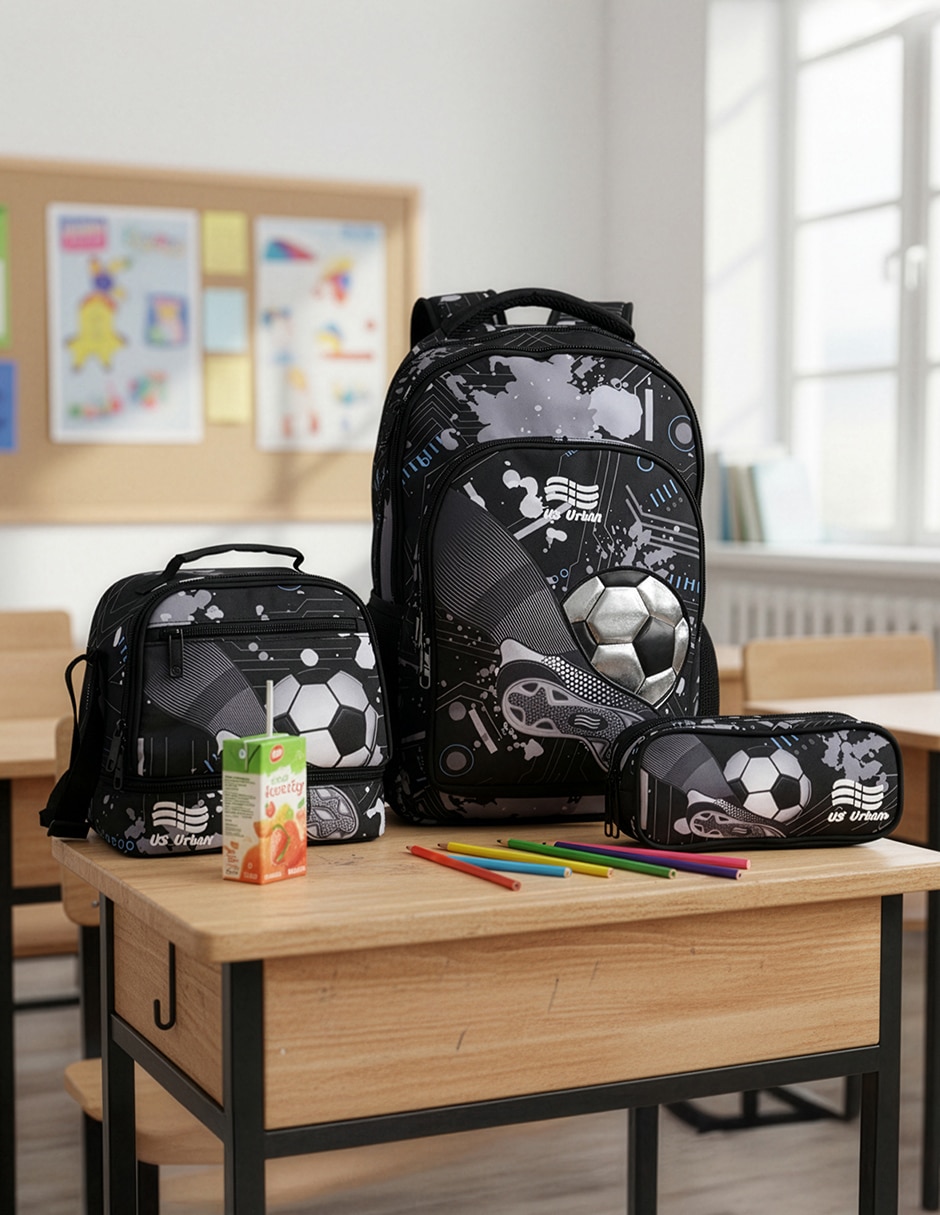 Set mochila escolar Fútbol Us Urban para niño