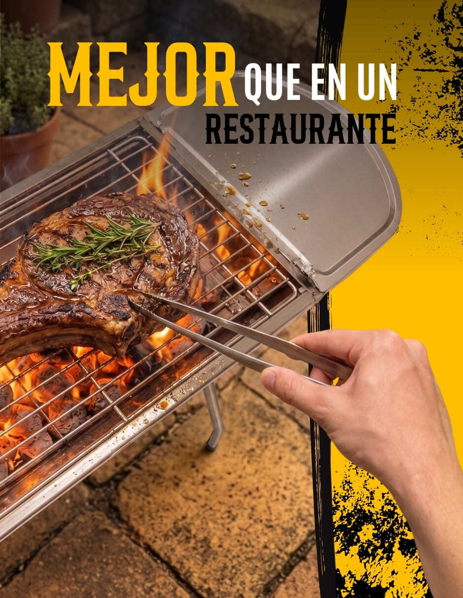 Asador de carbón Ecomlab de acero inoxidable