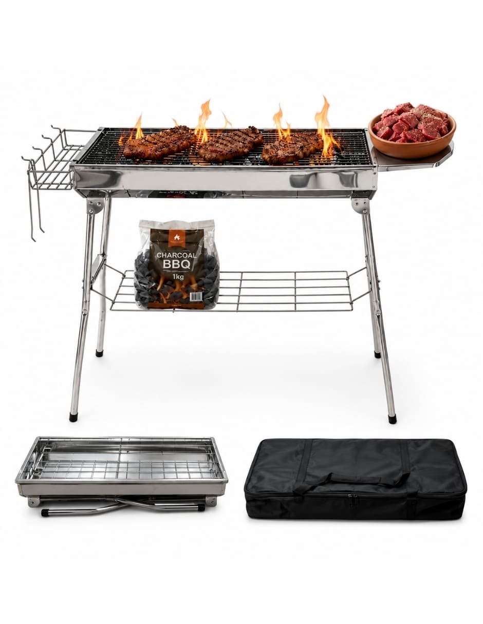 Asador de carbón Ecomlab de acero inoxidable