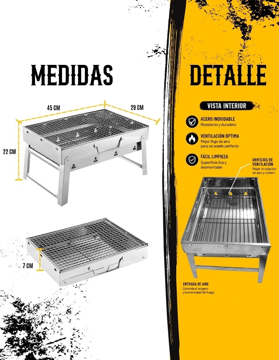Asador de carbón Ecomlab de acero inoxidable