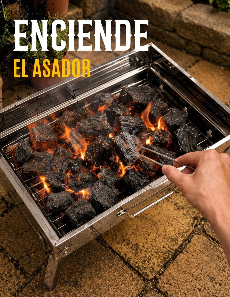 Asador de carbón Ecomlab de acero inoxidable