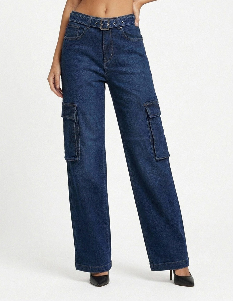 Jeans cargo wide leg cintura alta Opp´s Jeans 101106-00162 para mujer