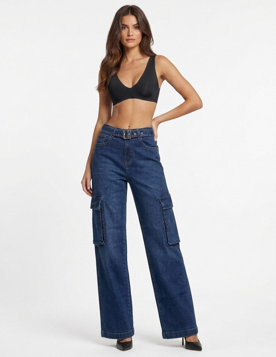 Jeans cargo wide leg cintura alta Opp´s Jeans 101106-00162 para mujer