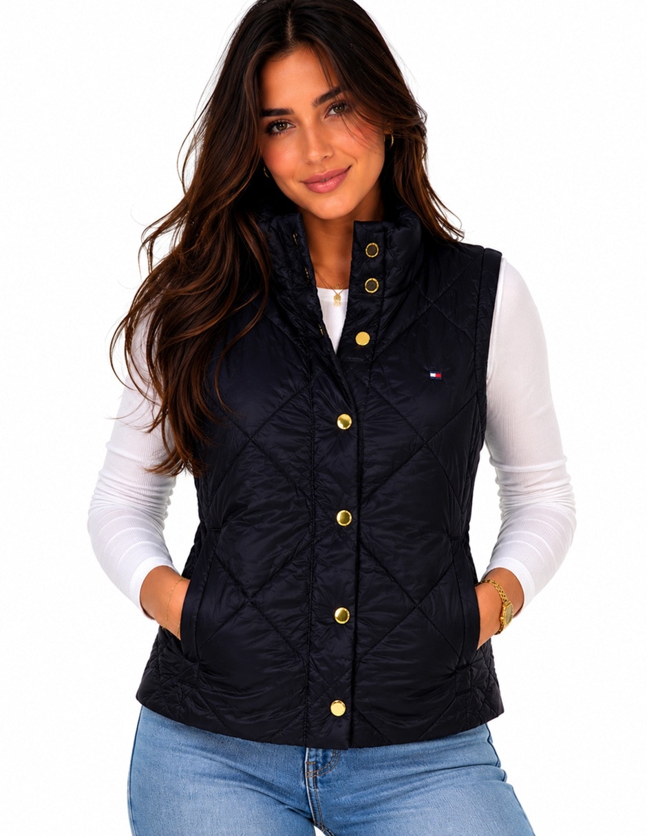 Chaleco Tommy Hilfiger resistente al agua de nylon para mujer