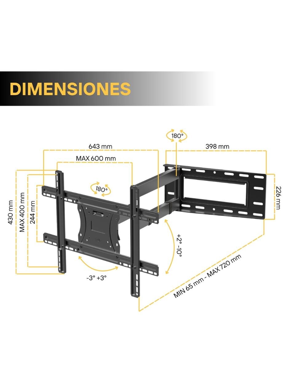 Soporte Blackrock para pantalla articulado 40 - 80 pulgadas
