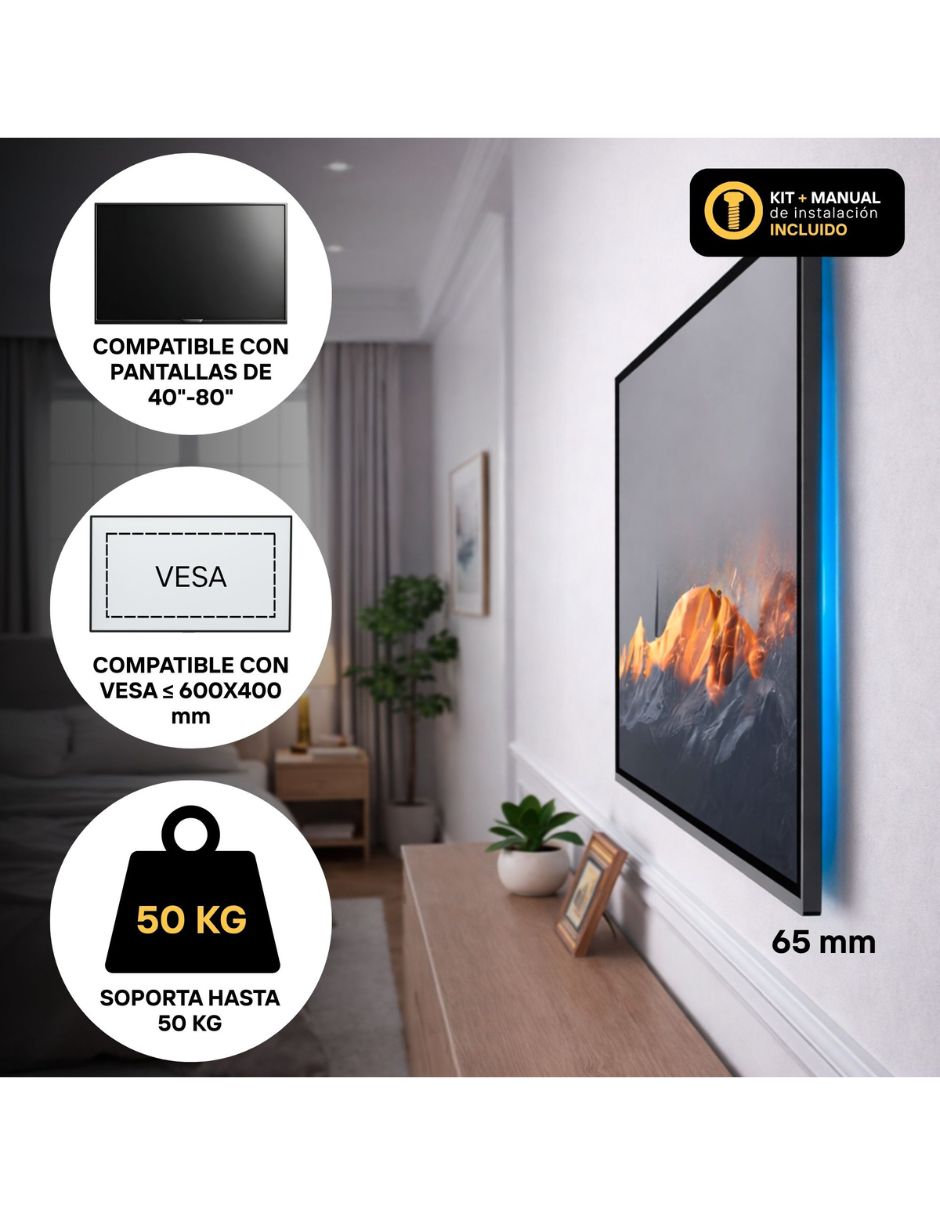 Soporte Blackrock para pantalla articulado 40 - 80 pulgadas