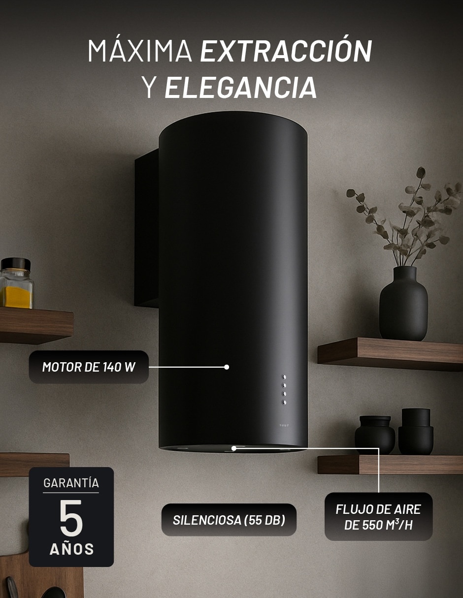 Campana de pared CAMEXPADECO39TUBO-N de acero inoxidable 2