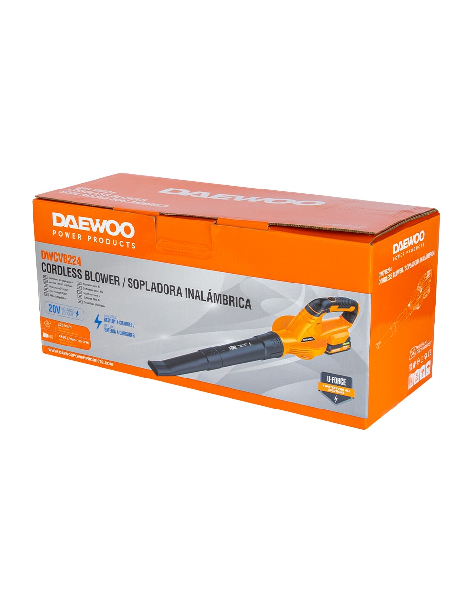 Sopladora a batería recargable Daewoo DWCVB224 149 MPH 105 CFM