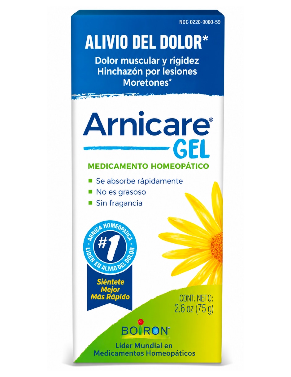 Gel para dolores músculares Boiron Arnicare 75 g medicamento homeopático con arnica montana