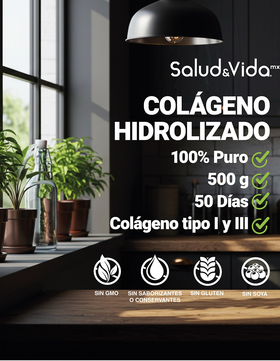Suplementos alimenticios colágeno hidrolizado en polvo 500g Salud & Vida MX