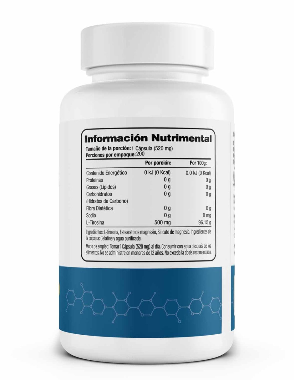 Suplementos alimenticios L-Tirosina 200 Cápsulas Salud & Vida MX