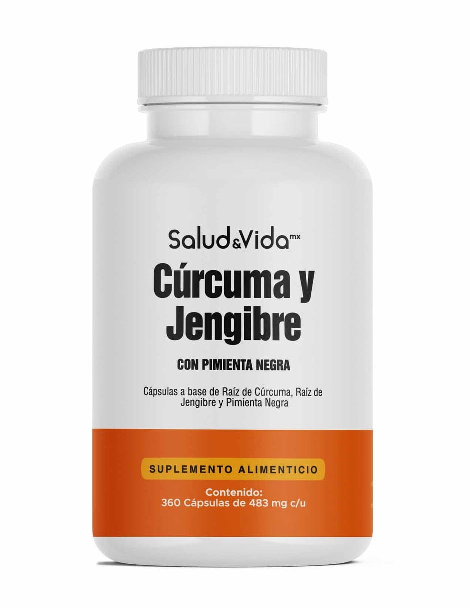 Suplementos alimenticios cúrcuma con jengibre y pimienta negra 360 Cápsulas Salud & Vida MX