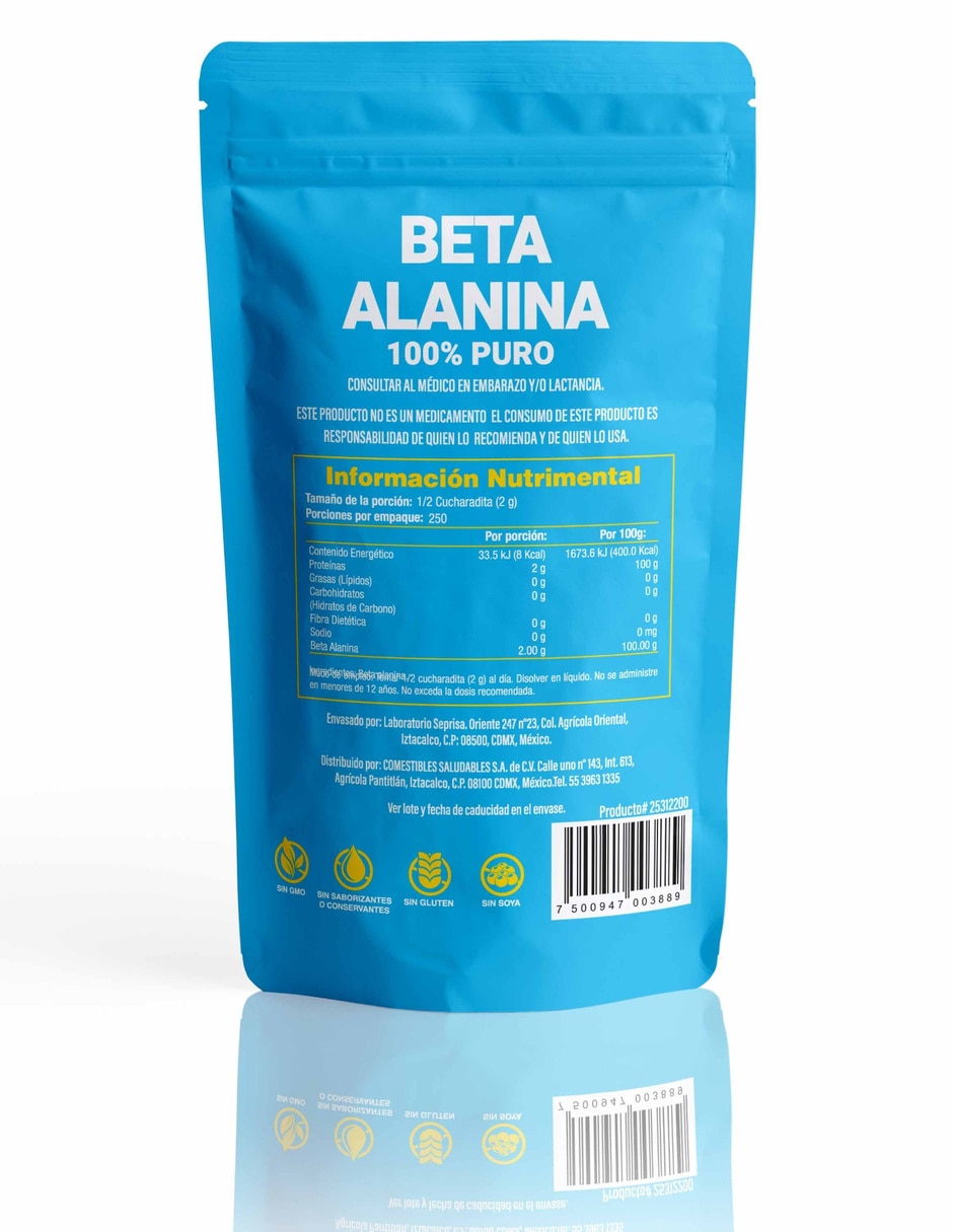 Suplementos alimenticios Beta alanina con creatina Monohidratada en Polvo 500 g 2