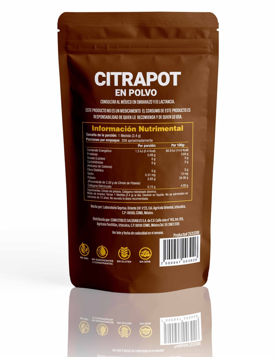 Suplementos alimenticios citrato de potasio en polvo 500 g Salud & Vida MX
