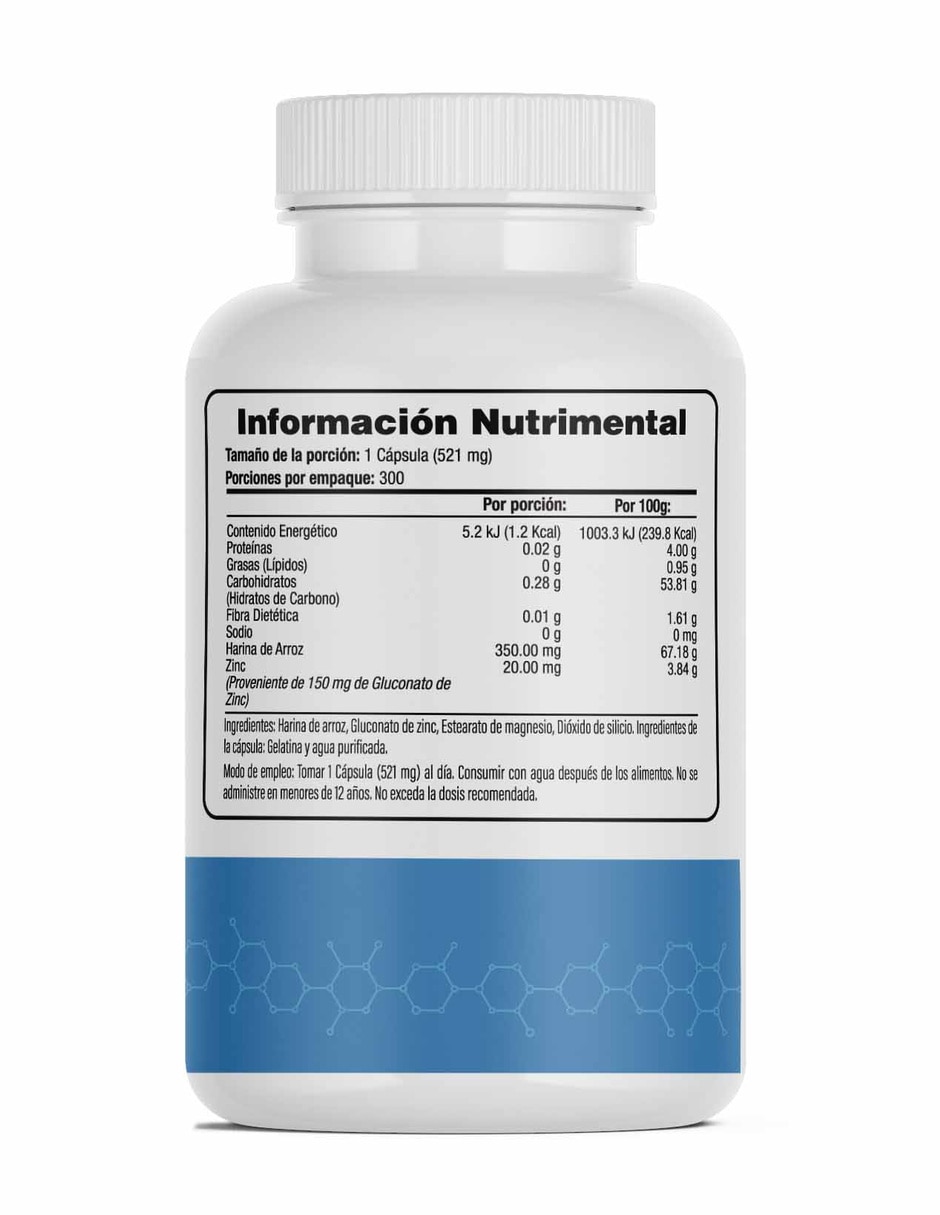 Suplementos alimenticios zinc 20mg 300 cápsulas con gluconato de Zinc 2